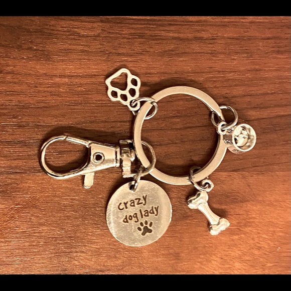 Crazy Dog Lady Lightweight Silver Tone Keychain - Picture 2 of 5